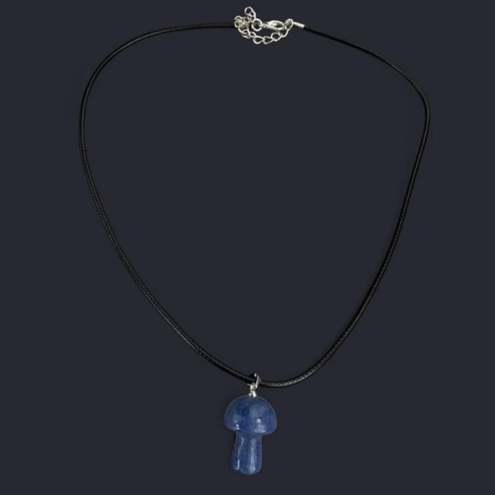 Blue Aventurine Mushroom Pendant Necklace